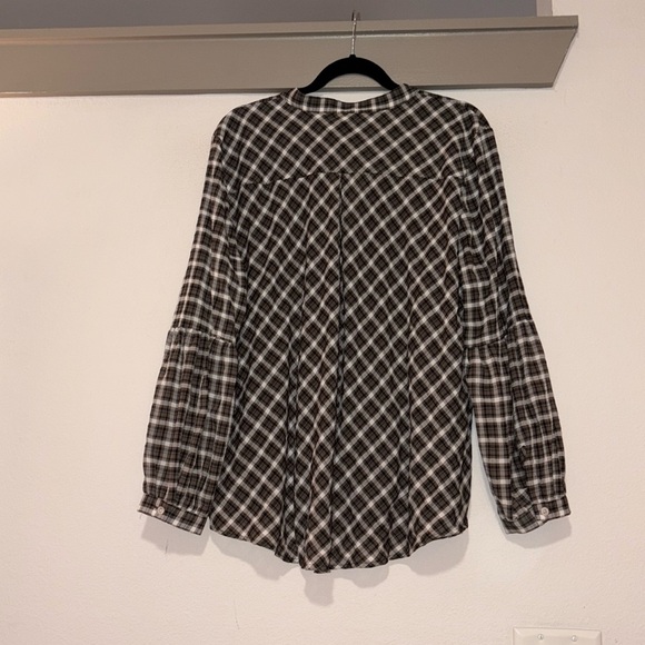 Chico’s Puckered Plaid Billow Sleeve Blouse SZ 3/US 16/18 EUC - Picture 4 of 7